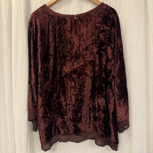 South Main Burgundy Crushed Velvet Top Size XXL Whimsigoth Fairy Holiday Glam - Picture 4 of 10